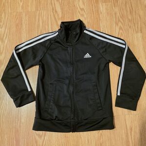 Adidas Jacket Boys - Size 6 - Black - Zip Up Athletic Track Youth